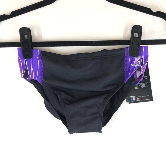 TYR Mens Racer Swimwear Bottoms Briefs Drawstring Phoenix Purple Black 30 US XS - Picture 4 of 11